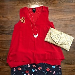 Red Sleeveless Bobeau top size M